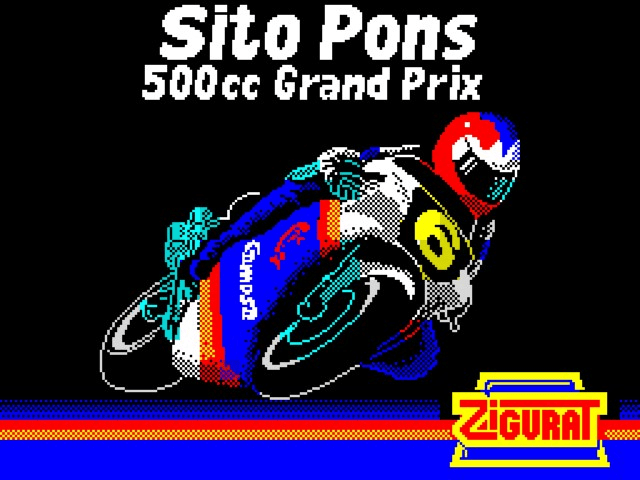 Sito Pons 500cc Grand Prix title screen for ZX Spectrum